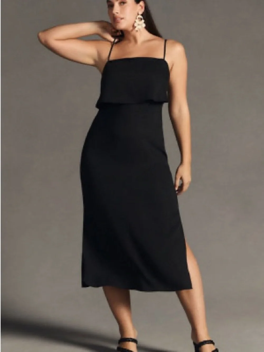 Anthropologie | Dresses | Anthropologie Layered Top Black Midi Dress 4p |  Poshmark